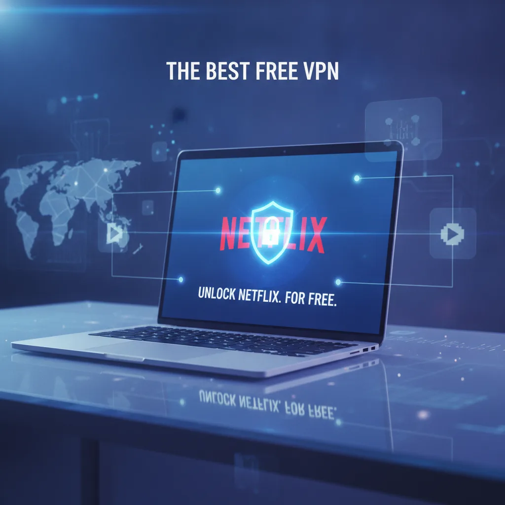 Editoriale blog eroe immagine per un prodotto VPN su: migliore VPN gratis per Netflix. Contesto tematico: Miglior VPN libero che